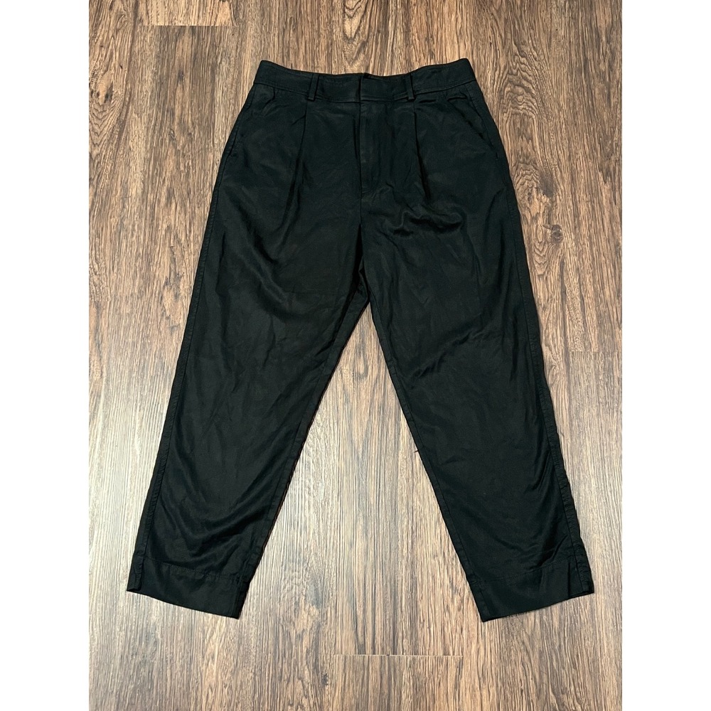 Everlane Way-High Taper Pant Black Pleated High Rise Trousers Size 10